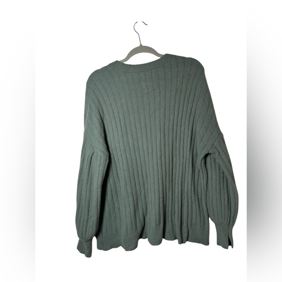 Aerie Ribbed Knit Crewneck Sweater Women’s XS Green Pullover Long Sleeve Cozy - Picture 4 of 7